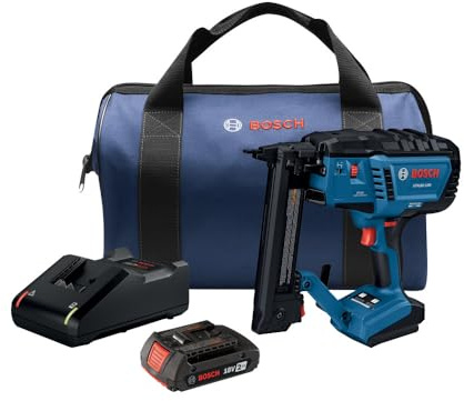 BOSCH GTH18V-18MB12 Kit d'agrafeuse sans balais 18 V avec couronne étroite de 18 jauges avec batterie 2 Ah et chargeur – Sans fil, puissant et précis pour meubles, meubles d'ameublement et armoires