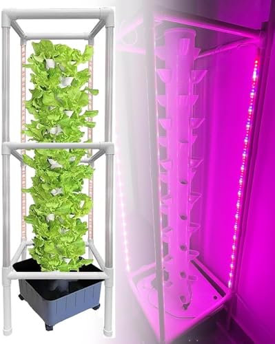 Kit di coltivazione idroponica con LED Grow Light Sistema di coltivazione idroponica verticale per cucina domestica Giardinaggio Macchina per piante a 45 fori per frutta e verdura Torre di