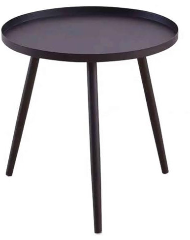 CZAOERXB Beistelltisch, Couchtisch mit Massivholzrahmen, Kleiner runder TV-Tabletttisch für Wohnzimmer, Schlafzimmer, Nachttisch, Balkon, jeden Raum (schwarz)