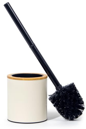 GREELUE Klobürste Holz, Toilettenbürste in Edelstahl, WC Bürsten & Halter, Badezimmer Set, Bürstengarnitur, Klobürstenhalter, Klobesen (Beige)