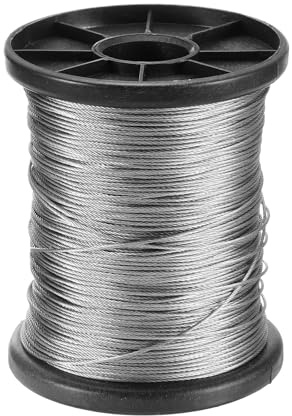 sourcing map 1/32 (0,8 mm) 400ft (122 m) 304 Edelstahlkabel Drahtseil 7 x 7 Stränge Kern-Flugzeugdraht mit Spule für Bau, Outdoor, Marine, Rigging, Terrassengeländer
