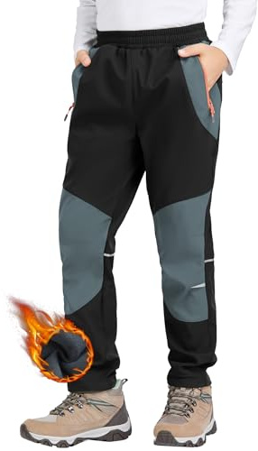 Zoofly Kinder Softshellhose Schneehose Warm Outdoorhose Wanderhose Kinder Skihose Thermohose Jungen Mädchen Gefüttert Trekkinghose Outdoor Hose