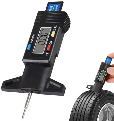 Digital Tyre Tread Depth Gauge, 0-25.4mm/1 Inch LCD Display, Precision Tire Depth Measurement Tool for Cars, Vans, and Trucks