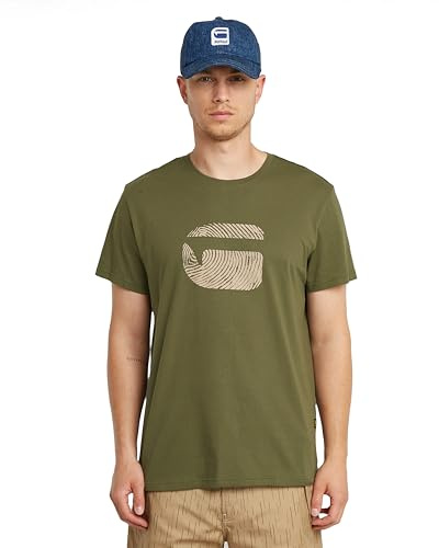 G-Star Camiseta para Hombre con Estampado de Dedos, Verde Shadow Olive D26041-c506-b230, M