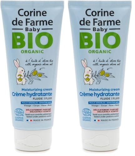 Corine de Farme - Crema Hidratante Perfumada BIO para Bebés desde el Nacimiento - Aceite de Oliva y Manteca de Karité BIO - Piel Sensible - Fabricado en Francia (Paquete de 2)