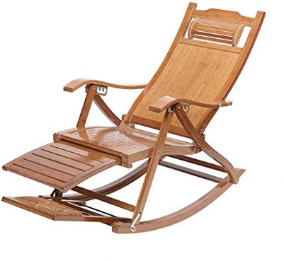 Bambus Klappstuhl Schaukelstuhl mit Funktion für ältere Menschen Verstellbarer Camping- und Freizeitstuhl für Balkon Relaxing Sonnenliege Style1