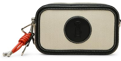 Steve Madden Damen Double Zip Derrick Crossbody mit doppeltem Reißverschluss, schwarz/weiß