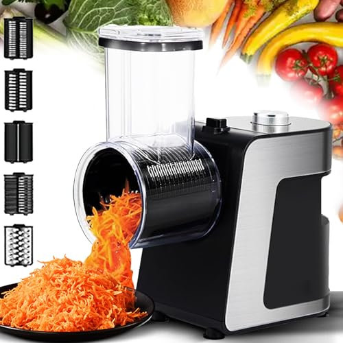 Rallador EléCtrico, Con 5 Conos Intercambiables Para Queso, Pepino, Frutas, Verduras, Quesos, Multi Ensalada Maker, Rallador De Zanahoria, Frutas Y Verduras