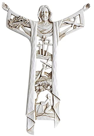 jojomis Wandkreuz, Jesus, Dekofigur, Deko, Weiß, 21 x 14 x 1,5 cm