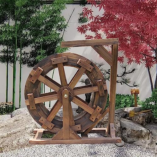 ZJFHEYUO Fontana a Ruota Vintage in Legno per Esterni, Decorazione da Giardino, Cortile, Fontana Indipendente per laghetto, Pompa per Acqua, Esterno, Interno, Balcone