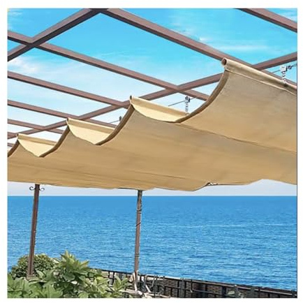 Toldo tipo vela corrediza resistente con 95 % de bloqueo de rayos UV, tela extra densa y gruesa, para pérgola, patio, patio, bordes reforzados, 2,2 m de ancho x 10 m de largo