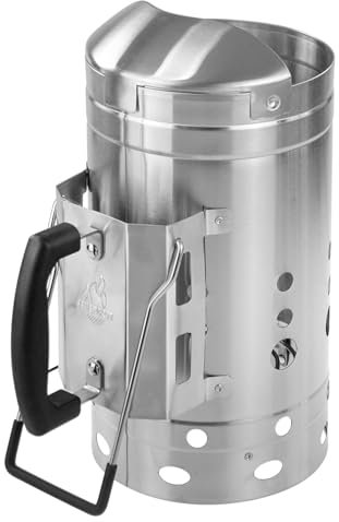 FEUERGOTT Anzündkamin Premium XXL Edelstahl - Grillanzünder mit natürlichem Zugmechanismus für Holzkohle, Briketts und BBQ-Grill, hitzebeständiger Griff mit Hitzeschild, 32x19x30,9 cm