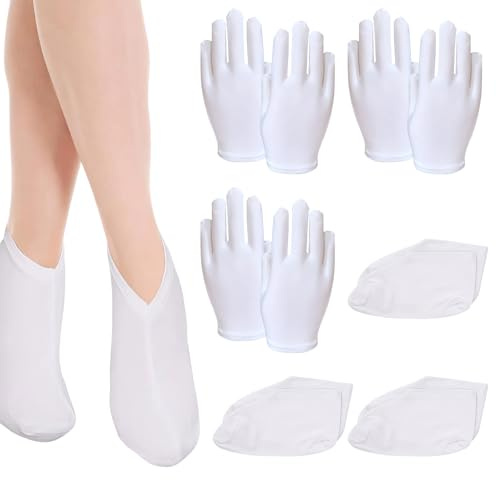 3 Pairs Moisturising Socks and Gloves, Cotton Socks for Foot Cream and Hand Moisturise Gloves Set, Reusable Hydrating for Hand and Foot Rough Cracked