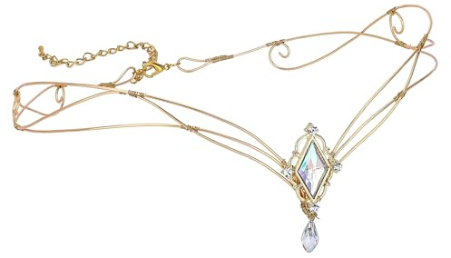 PartyforU Goldene Feenkrone für Renaissance-Frauen, Cosplay, mittelalterliche Vintage-Elfen-Kopfbedeckung für Fantasie-Kopfbedeckung