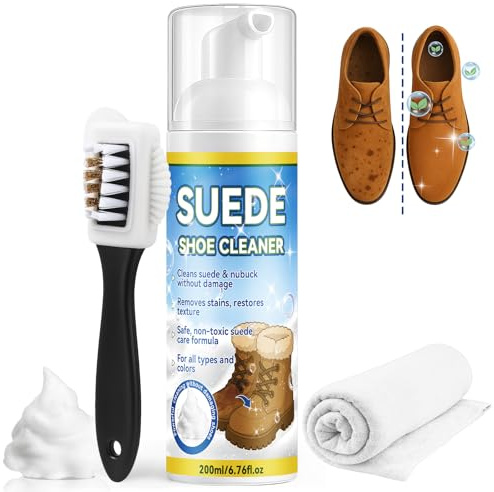 AstraVox Multipurpose Suede Shoe Cleaner Kit, Sneaker Cleaner with Brush and Towel, Suitable for Suede, Leather, Nubuck, Clear, 1.88*1.88*5.90inches