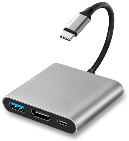 USB C Hub 3 in 1 mit 4K@30Hz HDmi, PD 100W und USB 3.0 5Gbps Datenport, USB C Adapter Multiportadapter für iPhone 16/15, MacBook Pro/Air, iPad, Laptop, Samung, Surface, HDTV etc