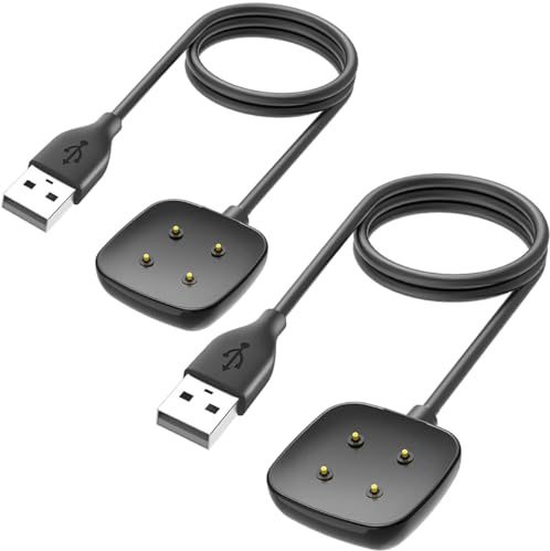 Jurqqer Ladegerät Kompatibel mit Fitbit Sense 2/Versa 4/3/Sense Ladekabel, 1.6Ft + 3.3Ft, 2 Stück | Schnelllade-Ersatz (1 m + 0,25 m), Smartwatch-Ladekabel, kompatibel mit Fitbit Sense, Sense 2, Versa 3, Versa 4.
