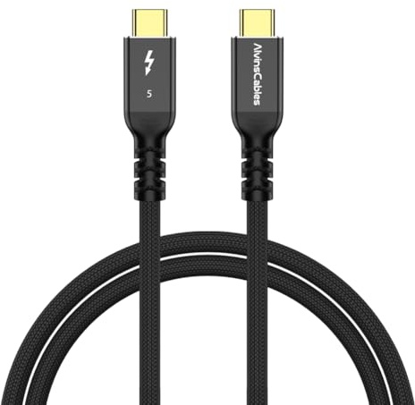 Alvin's Cables Cable Thunderbolt 5, 1 m USB-C a USB-C Cable 120Gbps Ancho de banda 240W PD Carga rápida 16K Visualización, Compatible con Thunderbolt 4/3, USB4, para MacBook, Egpu, Dock, Certificado