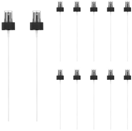sourcing map Fine Mist Spray Top, Spray Bottle Nozzle Sprayer Top Replacement for 28 Caliber PET Bottles, for Essential Oil Hair Care Home Beauty, Pack of 12, Black
