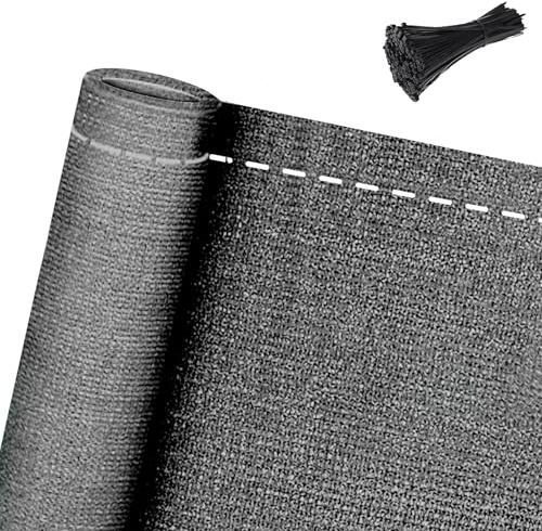 Aufun Zaunblende Schattiernetz Anthrazit 120 cm Tennisblende Sichtschutz aus HDPE 150 g/m², Zaun Windschutz Sonnenschutz Gewebe mit Kabelbinder für Sportplatz, Garten (Grau, 1,2 x 10 m (HxL))