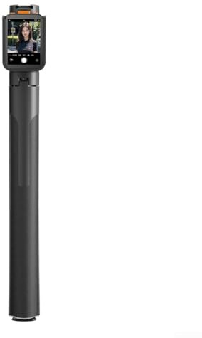 Allthingstore Trípode de mano para selfie RC con pantalla de control dual de 1,75 m, extensible, ligero, portátil para smartphone, cámara réflex digital, grabación de audio (negro)