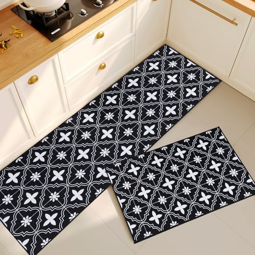 BWBIKE 2 Piezas de Alfombra de Cocina Antideslizante y Lavable, Tapete Absorbente para el Suelo de Cocina, Pasillo, Comedor y Entrada