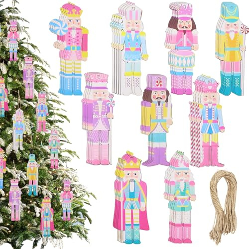 Julgransdekoration, 36 stycken trähängen, nötknäppare, dekoration, trähänge, jul, grandekoration, julgransprydnad, trä, julgransprydnad, träängel för julgran, festdagsfest