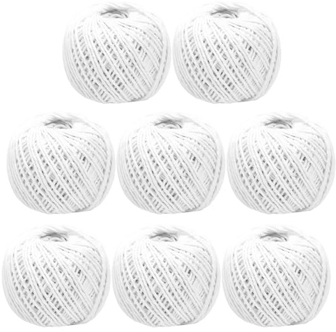 SEESUNO 8 Pcs x 60m Butchers Twine for Meat Cooking, White Cotton Kitchen Cooking Ball of String