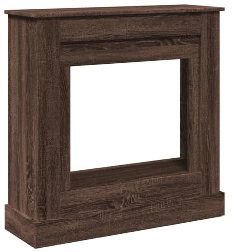 SDWEHBJ Kaminumrandung, Dekorativer Kaminrahmen, Kaminkonsole, Dekokamin für Bilderrahmen, Blumen, Feuchtigkeitsbeständig, Braun Eichen-Optik 90x30x90 cm Holzwerkstoff