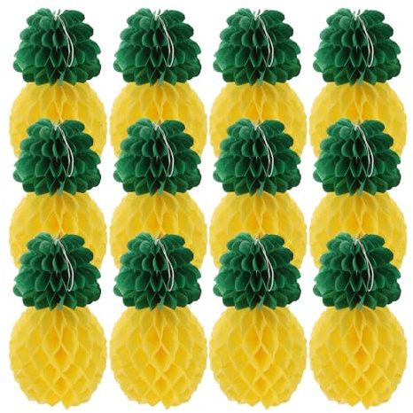 JOINPAYA 9 Stück Ananas Wabenornamente aus Papier 20cm Wabenförmige Hängedekoration für Party Geburtstag und Hochzeit Tropische Sommer Deko für Heim und Eventgestaltung