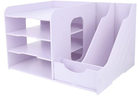 NIYANGLE Porte-documents de Bureau Multicouche Pratique Étagère de Rangement pour Dossiers et Fichiers Organiseur de Bureau Fonctionnel pour Espace de Travail et Salle D’étude