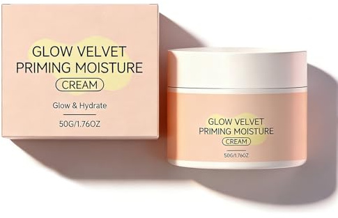 Glow Velvet Priming Moisture Cream - Velvety Finish Face Primer & Moisturizer, Hydrating Korean Skincare for Soft, Radiant Skin, Suitable for All Skin Types (1pc)