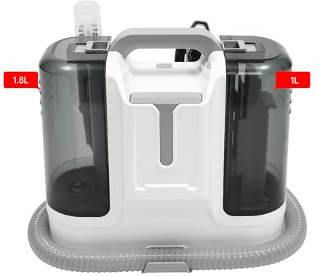 Detergente per tappeti 450 W con potenza di aspirazione 10 KPa, pulitore a vapore, aspirapolvere umido e detergente per tappezzeria, per divano, moquette e auto, pulitore per macchie con 6 accessori e