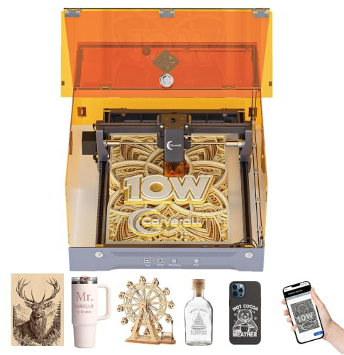 Carverall K15 Pro 10W Laser Graviermaschine & Cutter Wi-Fi App-Steuerung Klasse 1 A4 300x200mm 0,01mm Lasergravur-Maschine für Holz Acryl Metall Leder DIY Kleingewerbe