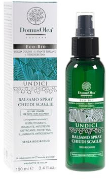 BALSAMO SPRAY CHIUDI SCAGLIE – UNDICI – Districa, Protegge e Lucida - pH Acido - Azione Anticrespo, Rinforzante e Termoprotettiva – Per Tutti i Tipi di Capelli – 100ml - ECO-BIO - Domus Olea Toscana