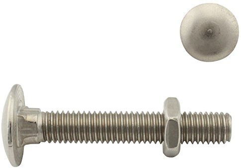 Flachrundschrauben/Schlossschrauben mit Sechskantmuttern (niedrige Form) - M5x55 - (10 Stück) - Vollgewinde - DIN 603 / DIN 439 - Edelstahl A2 (V2A) - SC603 / SC439
