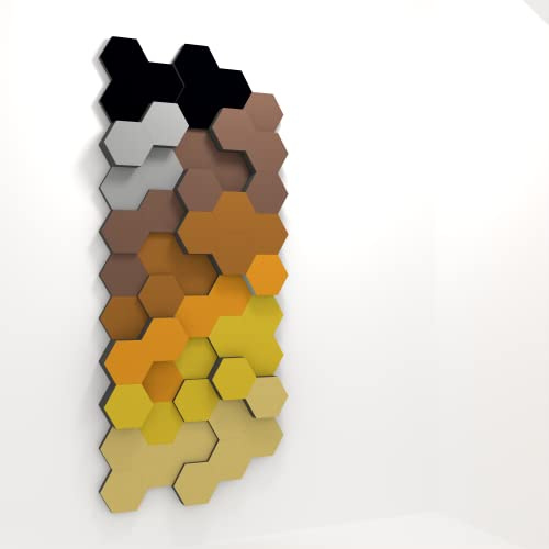 PolySound Schalldämmung Akustik Schaumstoff Absorber selbstklebend [Update: bis zu 5mal neu positionieren/umkleben] ECO Hexagon Wall-Set Ø200mm Earth made in Germany