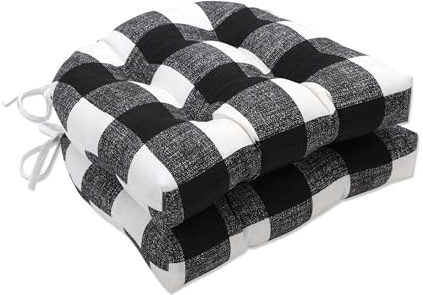 Pillow Perfect 660592 Outdoor/Indoor Anderson Matte Large Chair Pads, 17.5 x 16.5, Black, 2 Pack