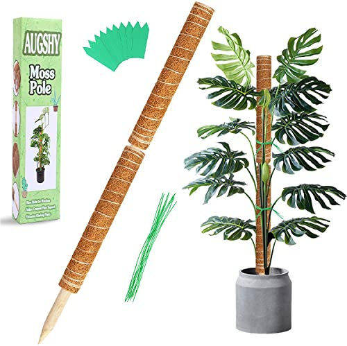 Augshy 2Pcs 42CM Tutores para Planta, Tutor Plantas, Tutor Monstera para Plantas Escaladoras Interior al Aire Libre con 10 Etiquetas para Plantas y 10 Bridas