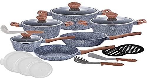 BH-6198 - Batería de cocina (18 piezas, revestimiento antiadherente, granito)