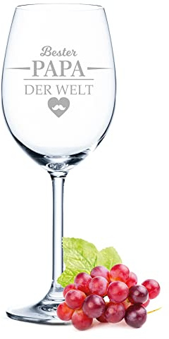 GRAVURZEILE Leonardo Weinglas mit Gravur – Bester Papa der Welt – Geschenk für Papa, ideal als Vatertagsgeschenk, 0,5 l, Weißweinglas, Rotweinglas als Geburtstagsgeschenk für Männer