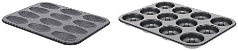 DE BUYER -4710.12 -plaque a 12 madeleines 7x4x1.5cm - 20x26cm & 4712.12 -plaque de 12 mini savarins fermes ø7cm