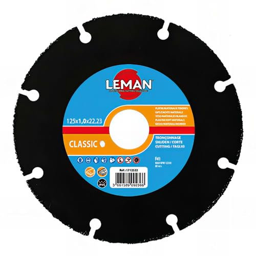 Leman - Disque à tronçonner HM carbure D. 76 X 1,0 X 10 mm - Bois, bois clouté, plâtre