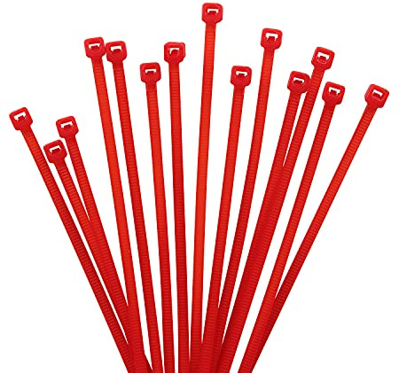 XINGO 1000 PCS Cable Zip Ties, 18lb Strength, Small Tie Wraps Self-Locking Nylon Zip Ties for Indoor and Outdoor Use (200mm x 2.5mm, Red)