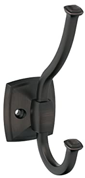 Amerock H37002ORB | Kinsale Double Prong Decorative Wall Hook | Oil Rubbed Bronze Hook for Coats, Hats, Backpacks, Bags | Hooks for Bathroom, Bedroom, Closet, Entryway, Laundry Room, Office