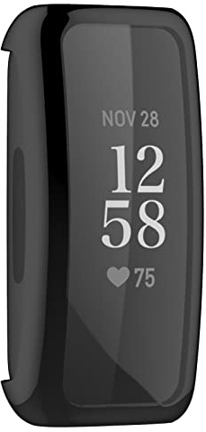 LOKEKE Compatible with Fitbit Inspire 3 Protective Case Cover, Full Coverage TPU Protective Case Cover Shell Compatible with Fitbit Inspire 3/2(TPU Black)
