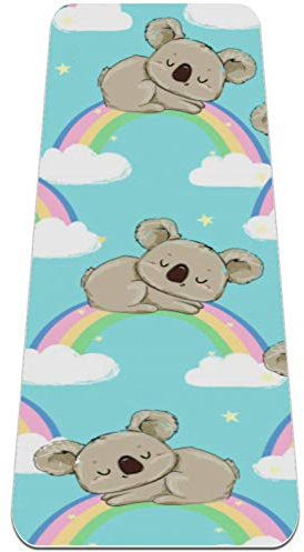 REJOON Niedliche Koala-Regenbogen-Yogamatte, Dicke, rutschfeste Yogamatten for Frauen und Mädchen, Trainingsmatte, weiche Pilates-Matten