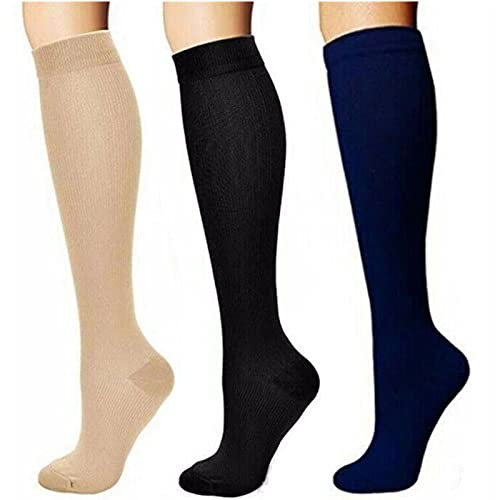 ANZII 3 Paar Kompressionsstrümpfe für Damen Herren, Kniestrümpfe Stützstrümpfe Kompressionssocken Thrombosestrümpfe für Sport, Flug, Laufen, Reisen, Joggen, Radsport, krankenschwester
