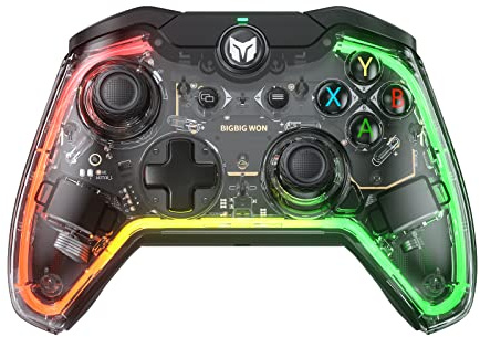 BIGBIG WON Mando PC Rainbow S, mando con cable con iluminación RGB para PC, botones personalizables, macro, turbo, doble vibración, compatible con Switch/Windows 10/11
