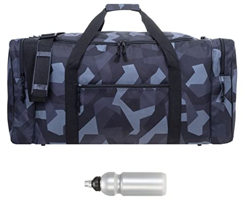 Sporttasche Herren Damen sehr groß XXL Spear Gym 68 cm 658 Camo Grau + f | Fußballtasche Saunatasche Sport Fitness Sauna Gymbag 658 Large + Trinkflasche
